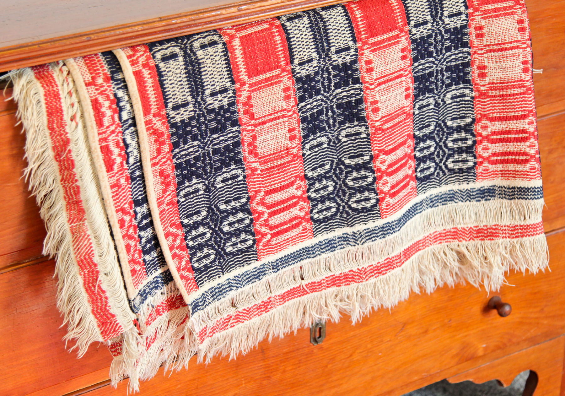 Appraisal: COVERLET American th century wool and cotton Red blue and