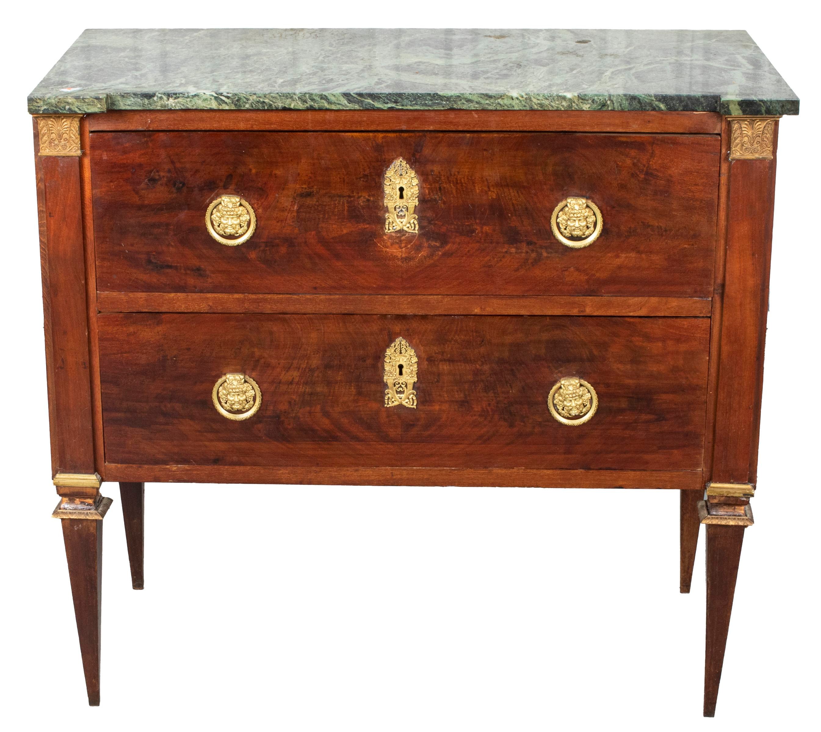 Appraisal: LOUIS XVI STYLE COMMODE WITH GREEN MARBLE TOP Louis XVI