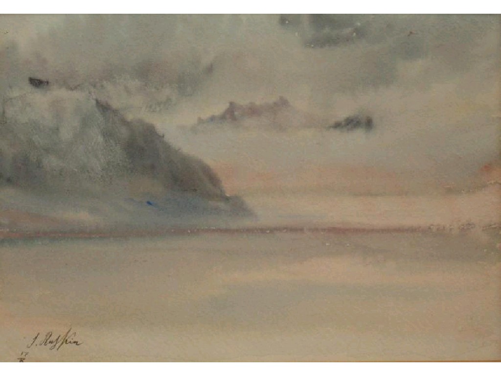 Appraisal: RUSKIN Misty landscape watercolour x