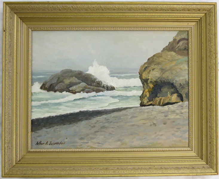 Appraisal: ARTHUR A SELANDER OIL ON CANVAS BOARD Oregon - Beach