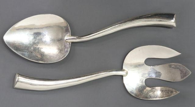 Appraisal: piece Modernist sterling silver salad serving set Sanborns Mexico mid