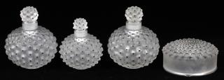 Appraisal: LALIQUE PERFUME BOTTLES POWDER BOX LALIQUE 'CACTUS' FROSTED GLASS BLACK