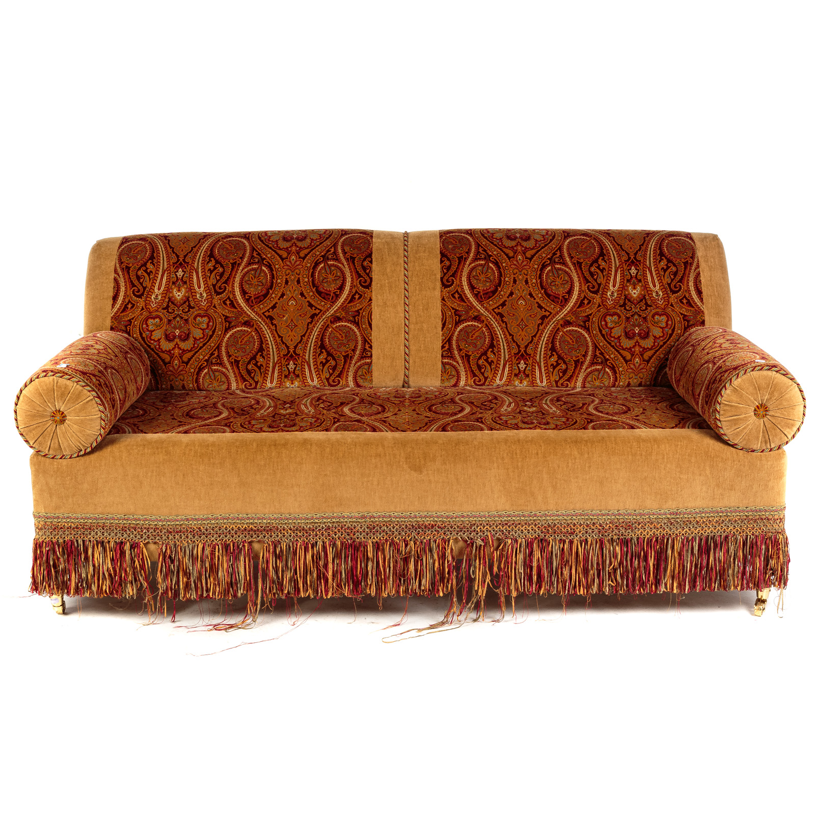 Appraisal: RIST FURNITURE CUSTOM UPHOLSTERED SOFA Covered in a custom two-color