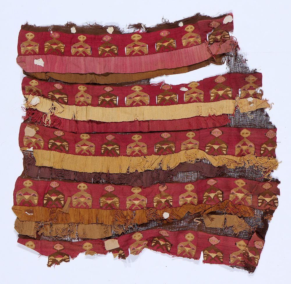 Appraisal: Finely Woven Pre-Columbian Textile Finely Woven Pre-Columbian Textile with anthropomorphic