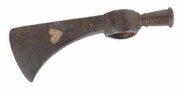 Appraisal: Native American iron trade axe th c with a silver