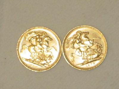 Appraisal: TWO GOLD SOVEREIGNS dated