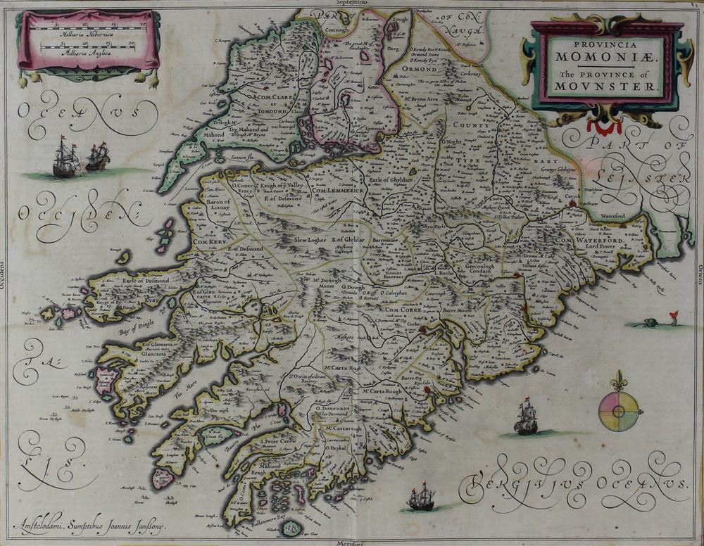 Appraisal: JAN JANSSONIUS DUTCH - PROVINCIA MOMONIAE Engraving with hand-coloring x