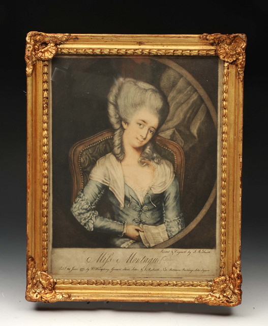 Appraisal: A HAND COLOURED ENGRAVING 'Miss Montague' x in a gilt