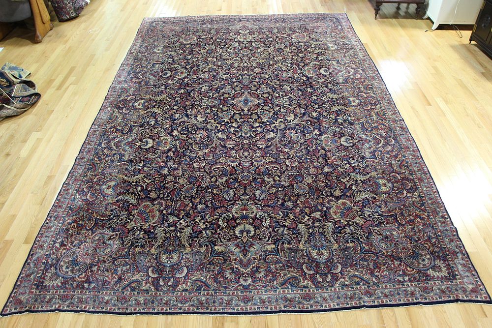 Appraisal: Antique And Finely Hand Woven Kerman Roomsize Carpet A beautifull