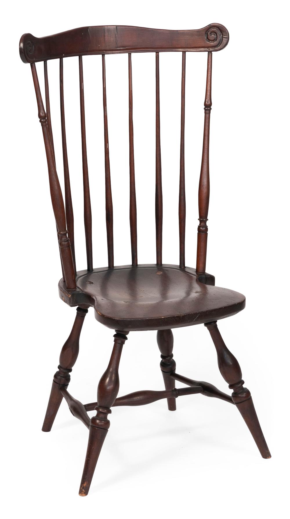 Appraisal: UNUSUAL FAN-BACK WINDSOR SIDE CHAIR POSSIBLY VERMONT LATE TH CENTURY