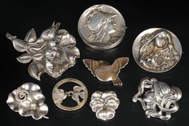 Appraisal: Lot of Antique Jewelry Sterling Silver Pins Description Includes three