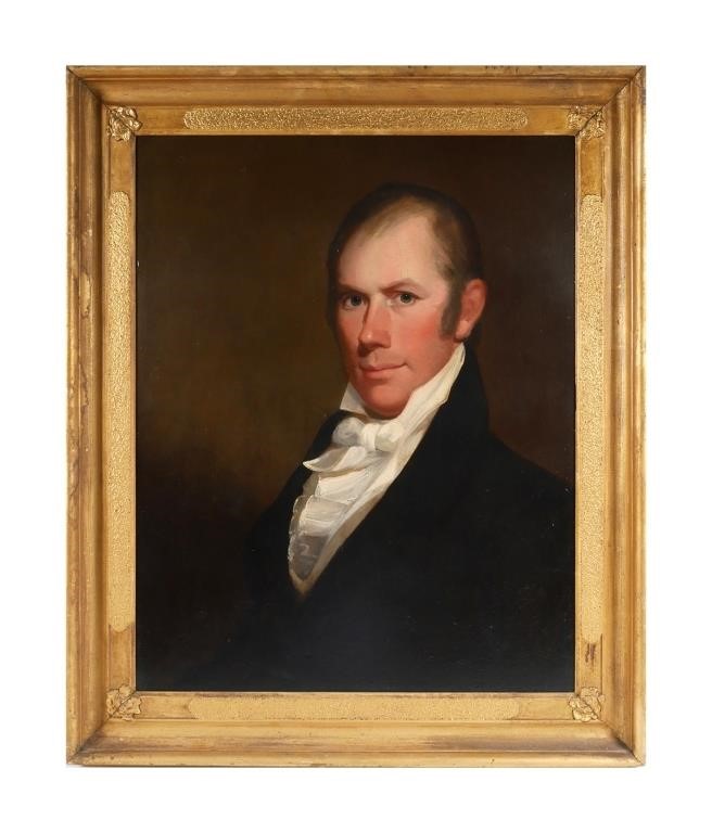 Appraisal: th Century oil on board portrait of a gentleman American