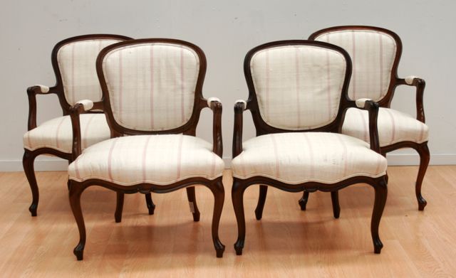 Appraisal: A set of four early th Century mahogany and upholstered