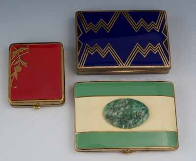 Appraisal: Three Vintage Enameled Cases Lot includes a Lenk Austrian made