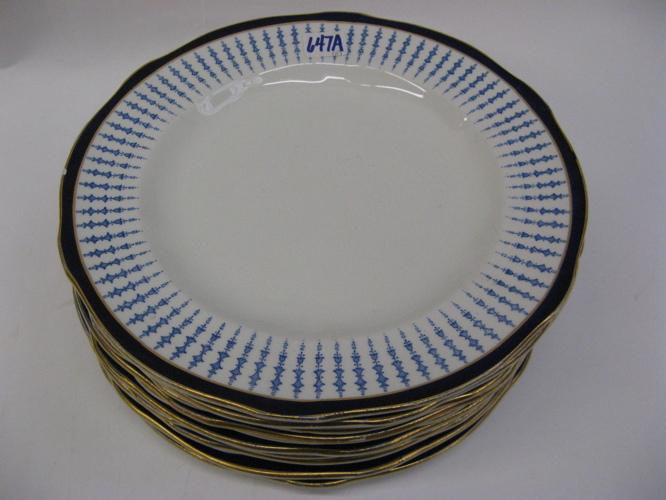 Appraisal: SET OF PORCELAIN DINNER PLATES blue and white on white