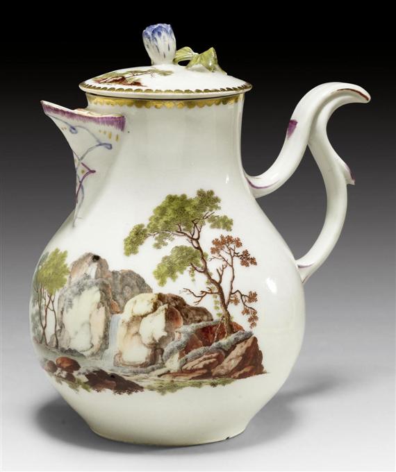 Appraisal: MILK JUG AND LID WITH LANDSCAPE PAINTING ZURICH CIRCA -