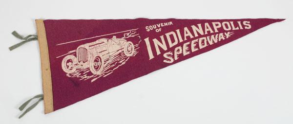 Appraisal: Vintage Indianapolis Motor Speedway souvenir 's felt pennant featuring a