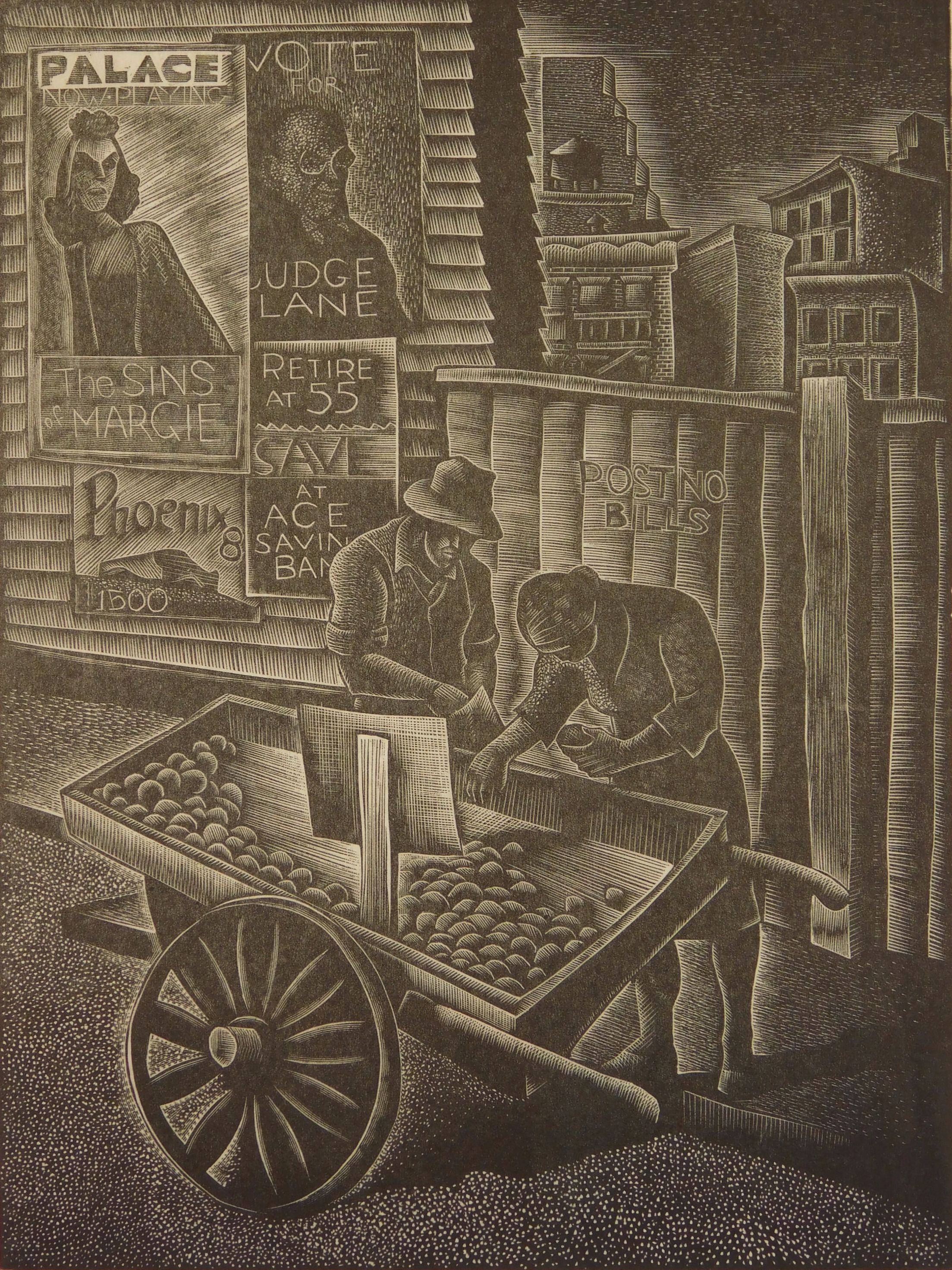 Appraisal: Donato Rico - Signs of The City''- wood engraving signed