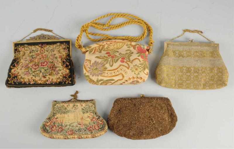 Appraisal: Lot of Purses Circa Includes three tapestry and two beaded