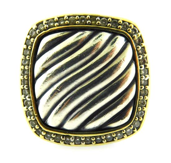 Appraisal: JEWELRY David Yurman Albion signet ring two-tone with diamonds stamped