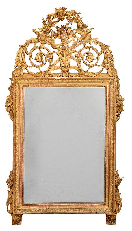 Appraisal: Italian Louis XVI Carved and Giltwood Mirror Continental early th