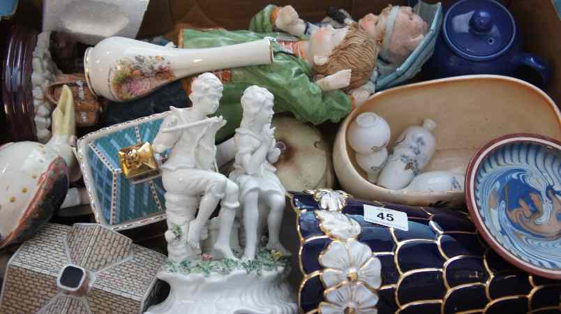 Appraisal: Tray comprising Sadlers Teapots Pottery Figures etc approx pieces