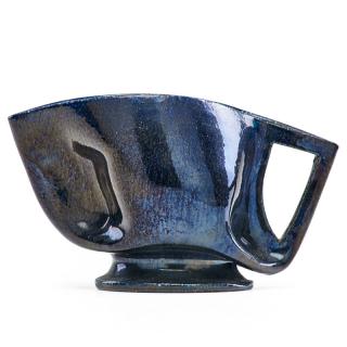 Appraisal: GEORGE OHR Pitcher GEORGE OHR - Cut-out handle pitcher indigo