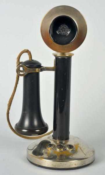 Appraisal: Connecticut -Station Intercom Candlestick Phone Circa Nickel and brass Early