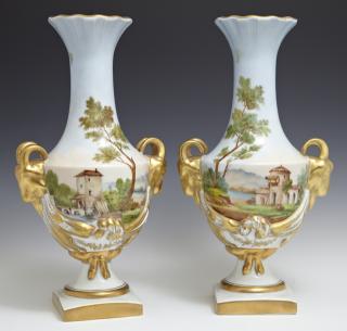 Appraisal: Pair of Limoges Porcelain Baluster Vases th c with gilt