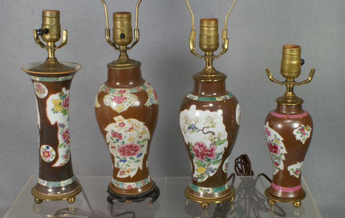 Appraisal: Chinese export porcelain Batavia ware lot of assorted vases drilled