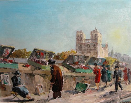 Appraisal: A bright sunny view along the Seine River near Notre