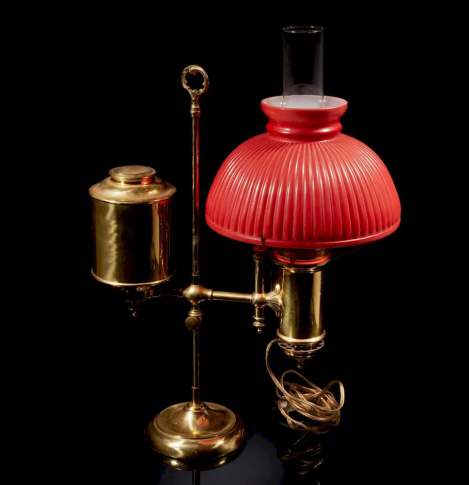 Appraisal: The Miller Brass Student Lamp Miller brass student lamp Dimensions