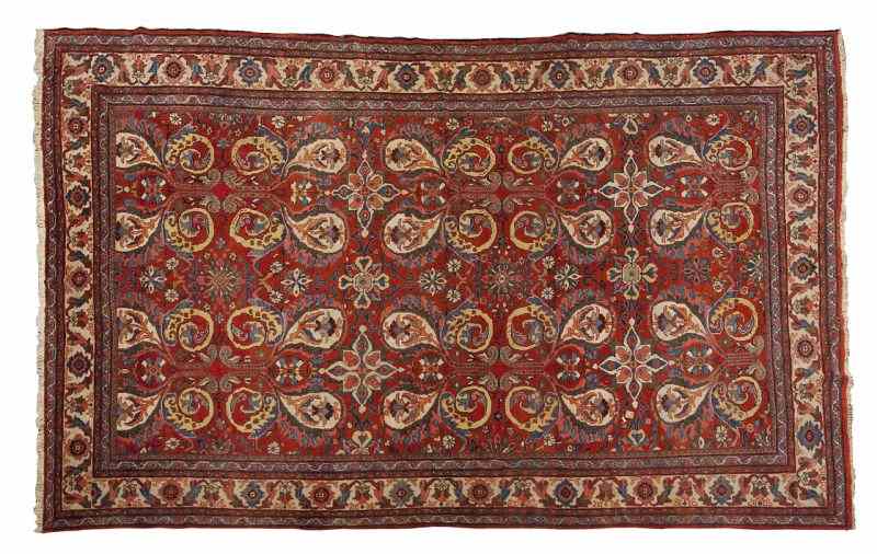 Appraisal: Semi-Antique Room Size Persian Rugcirca s cotton base with unusual