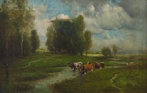 Appraisal: Charles Grant Beauregard American - Cows in a stream Oil