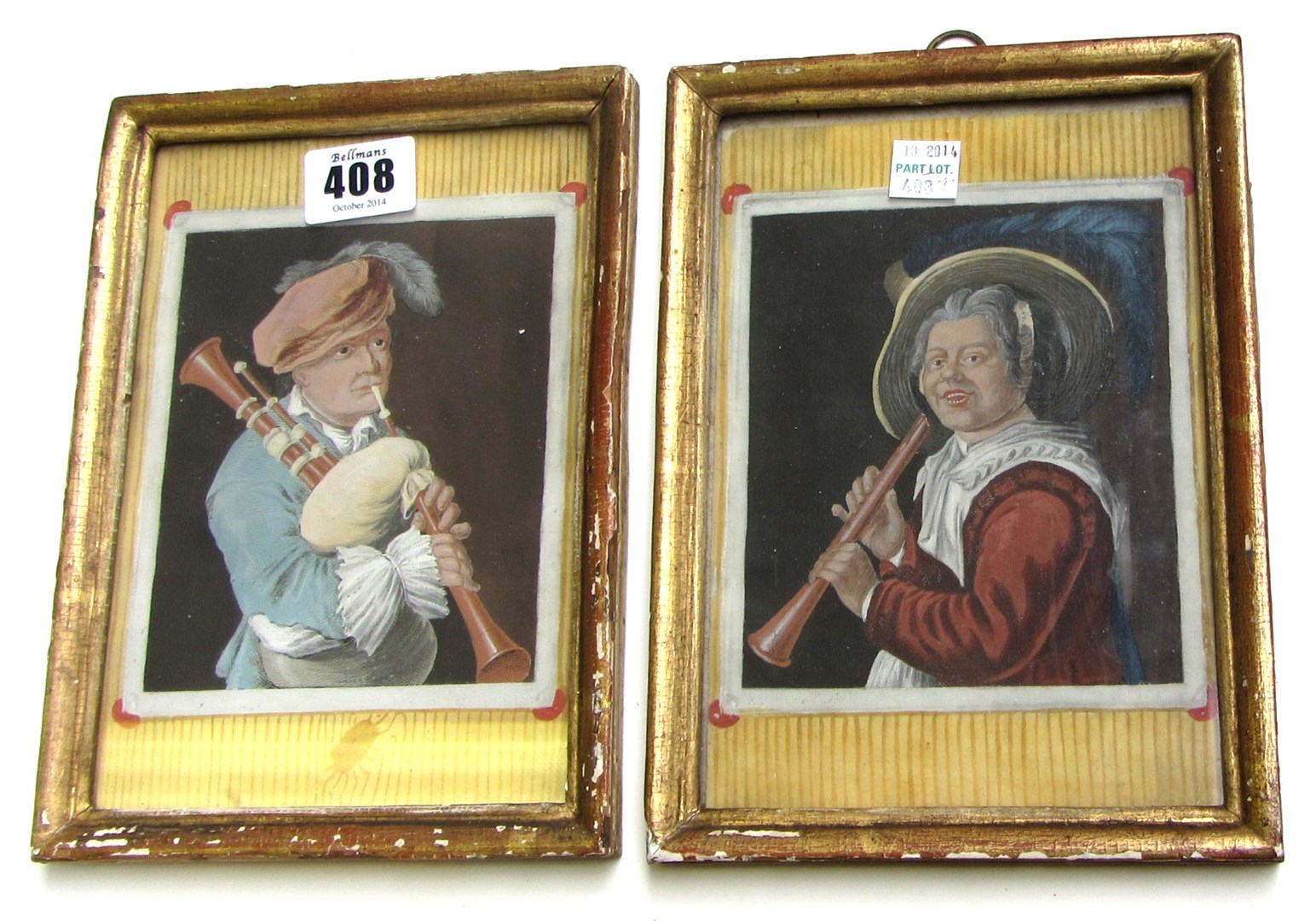 Appraisal: Dutch School th century Trompe L'oeils of musicians a pair