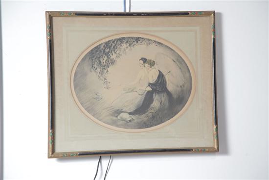 Appraisal: FRAMED LITHOGRAPH OF TWO WOMEN After Louis Icart - Depicting