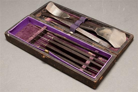 Appraisal: Wilhelm Walbe eye surgeon's tools in fitted case th century