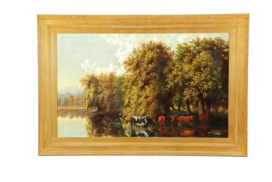 Appraisal: LANDSCAPE WITH COWS AMERICAN ND HALF- TH CENTURY Oil on