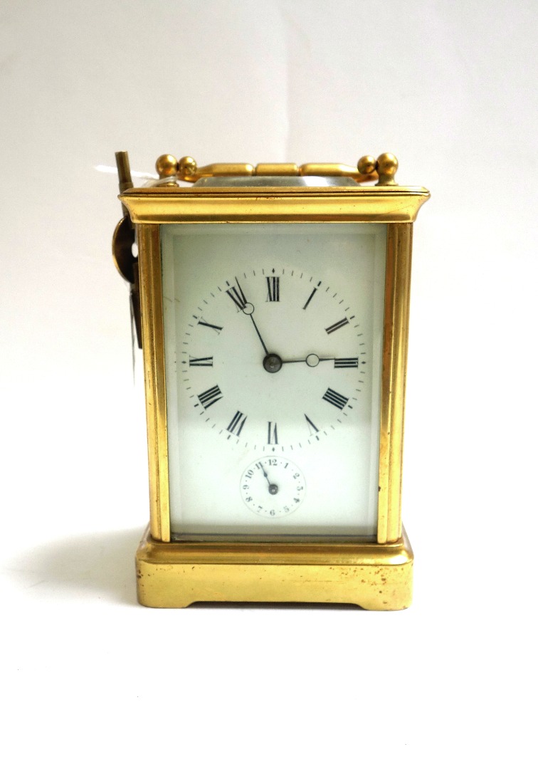 Appraisal: A French gilt brass cased carriage clock late th early