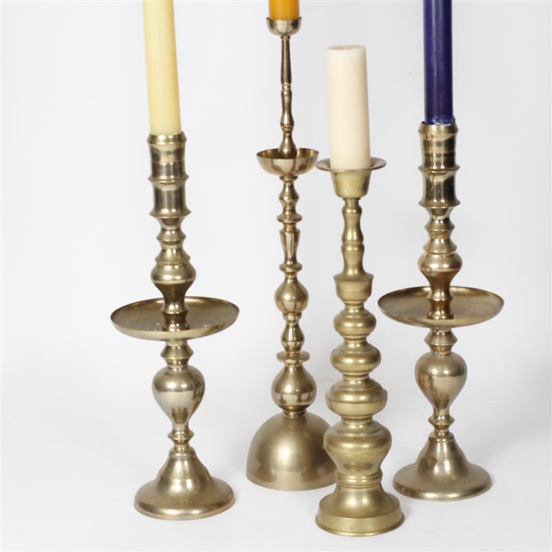 Appraisal: Four floor standing brass candlesticks H x W without candle