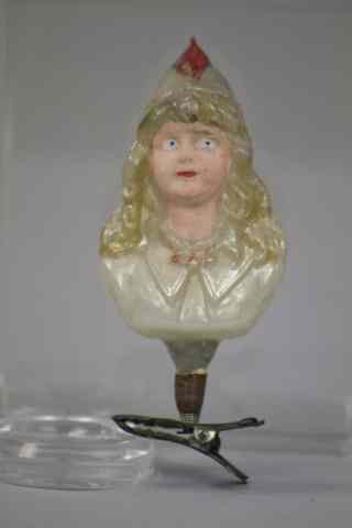 Appraisal: VICTORIAN LADY BUST ON CLIP A glass Victorian lady bust