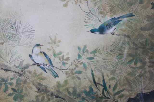 Appraisal: Chinese Watercolor of Birds in Trees Signed lower right From