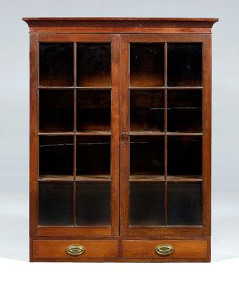 Appraisal: Southern Federal bookcase cabinet cherry with poplar secondary two eight-pane