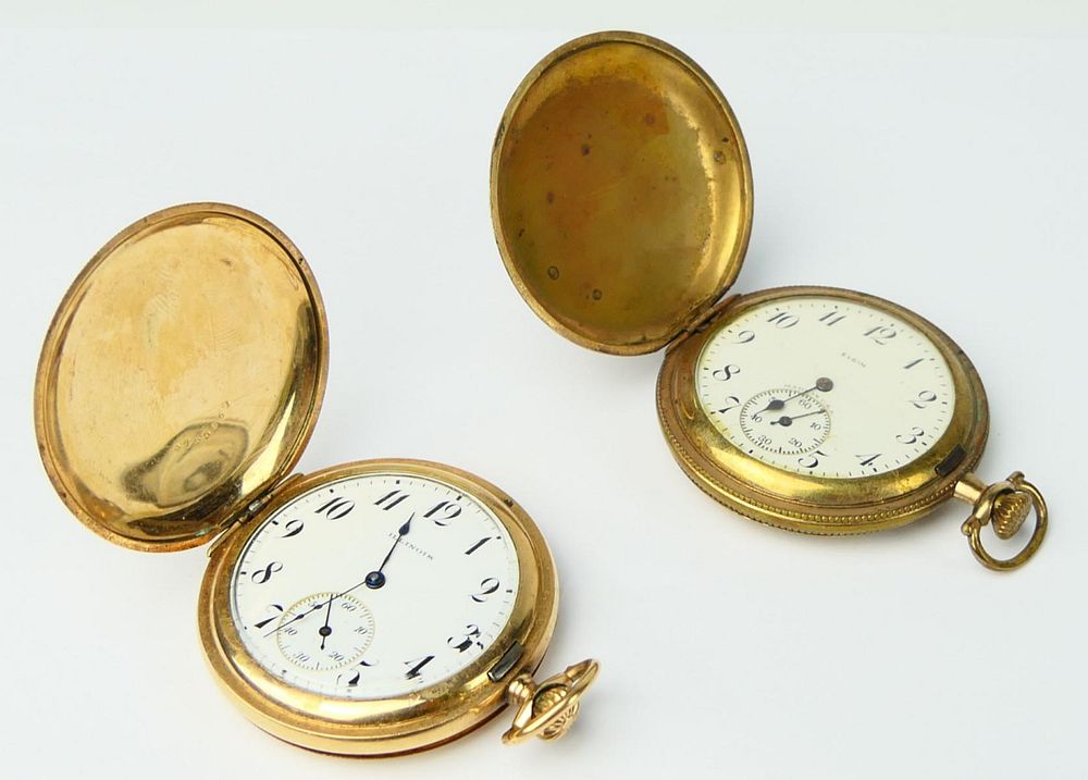 Appraisal: LOT OF ANTIQUE GOLD PLATED POCKET WATCHES To include Illinois