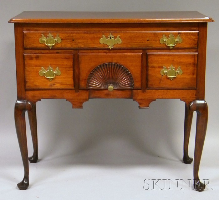 Appraisal: Queen Anne Carved Walnut and Maple Lowboy ht wd in