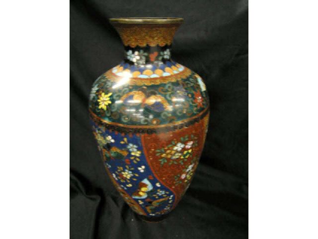 Appraisal: Japanese Cloisonne Vase gold stone trim th century repair