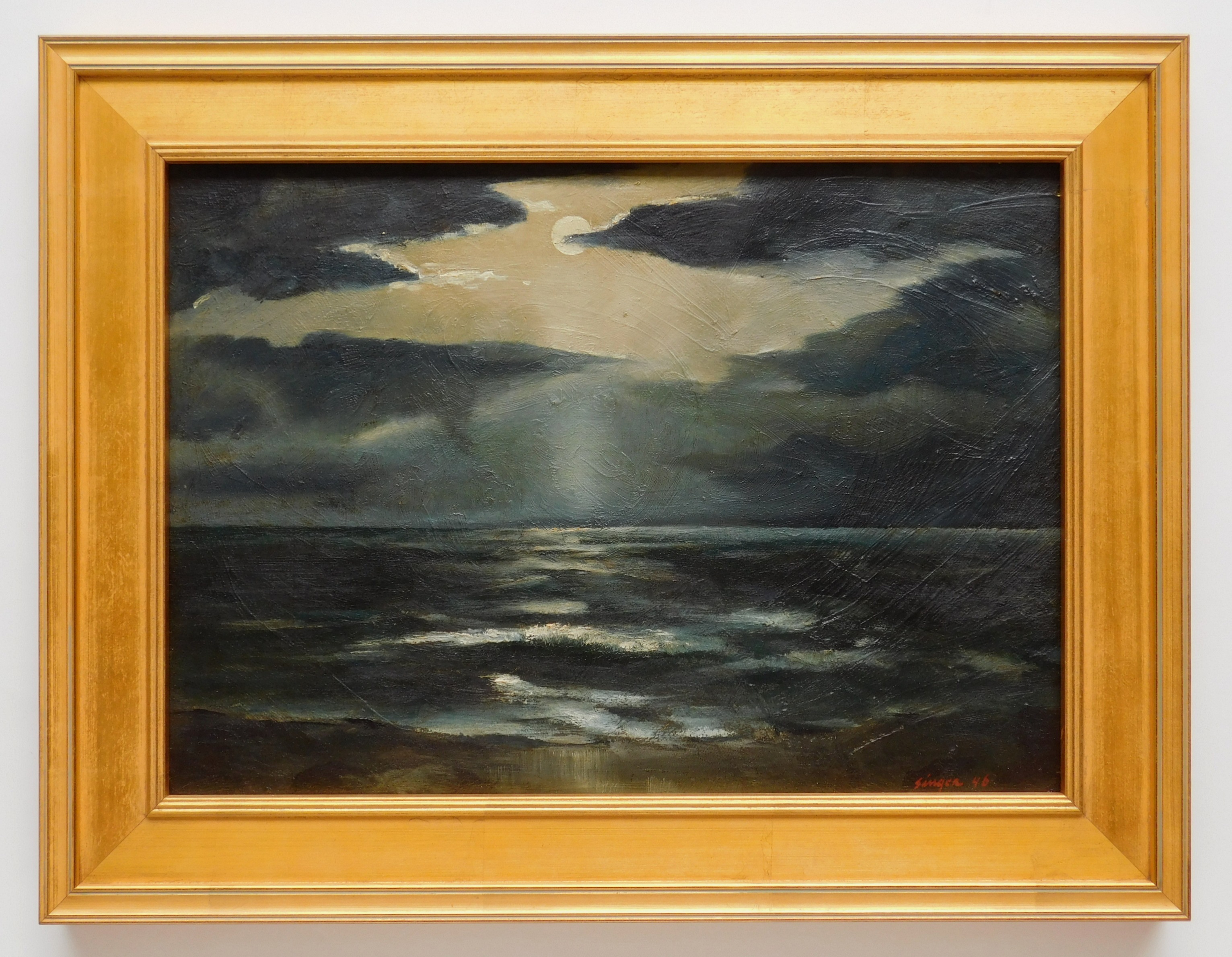 Appraisal: Clyde Singer American - Moonlight on the Water- oil on