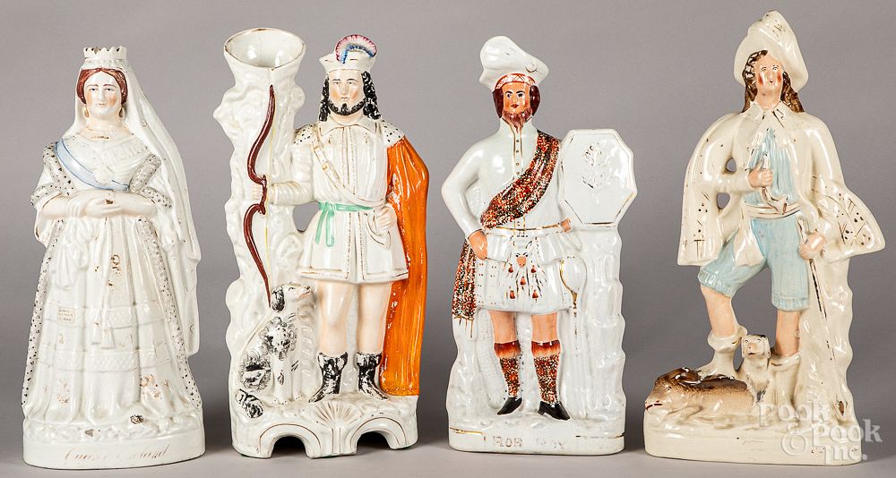 Appraisal: Four large Staffordshire figures th c Four large Staffordshire figures