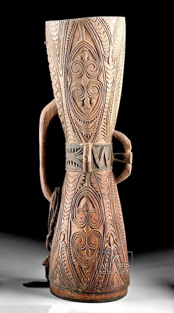 Appraisal: Mid- th C Papua New Guinea Wooden Kundu Drum Oceania