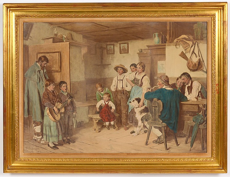 Appraisal: FRANZ VON DEFREGGER GERMAN - A Musical Performance with Children